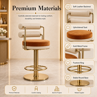 Tabouret de bar pivotant moderne de luxe en acier inoxydable et rembourré pour hôtel, villa, bar, projet de mobilier