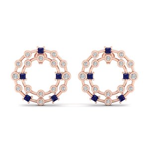REYES Collection de bijoux pour femmes tendance, boucles d'oreilles créoles en or 14K 18K avec diamants, boucles d'oreilles en saphir bleu 0,3 carat pour femmes - Product Image 2