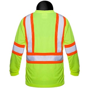 Chemise de sécurité à manches longues haute visibilité, vêtements de travail réfléchissants néon, équipement de construction, vêtements de protection avec bande argentée orange - Product Image 3
