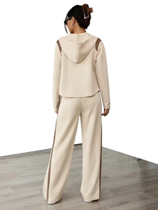 Ensemble deux pièces unisexe grande taille décontracté hiver écologique 100 % coton imprimé uni à capuche épais coupe-vent respirant - Product Image 3