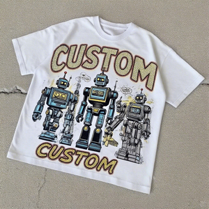 Custom Rhinestone T-Shirt Vintage Acid Washed 100% Cotton Heavyweight Boxy Cropped DTG Print Graphic Tee Men - Product Image 3
