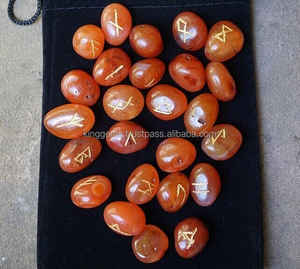 Meilleure qualité 25 pièces cornaline rouge Rune Set Offre Spéciale cristaux de guérison Style Feng Shui gravé Tumbled Agate Runes Pierres précieuses - Product Image 3