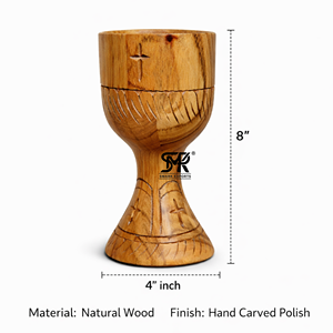 Calice d'église en bois sculpté à la main, coupe de communion chrétienne, calice sacré, gobelet d'autel, finition polie, luxe moderne - Product Image 4