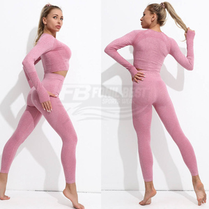 Conjunto de Yoga de 2 Piezas para Mujer, Transpirable, de Spandex/Nylon, Sin Costuras, Cintura Alta, Top Corto Sin Mangas, Talla Grande, Protección UV - Product Image 4