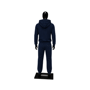Ensemble de survêtement bleu marine pour homme, sweat à capuche entièrement zippé à clous, pantalon de jogging, logo personnalisé, streetwear, vêtements de sport décontractés, tenue de sport en gros - Product Image 2