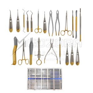 Kit de Cirugía Oral Dental Manual de 22 Piezas, Pinzas de Extracción de Dientes del Siso con Mango Dorado, Acero Inoxidable Alemán, Ligeras y Reutilizables - Product Image 5