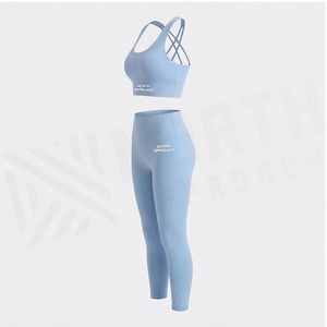 Conjunto de Yoga de 2 Piezas North Approach con Tirantes Cruzados, Cintura Alta, Largo Completo, Sin Costuras, Transpirable, Ropa Deportiva para Mujer - Product Image 3