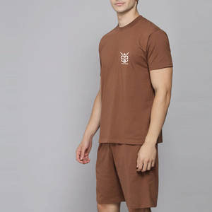 Ensemble T-shirt et short pour homme, design personnalisé, vente en gros, respirant, couleur unie, en coton, prix bas - Product Image 2
