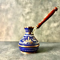 Ensemble de cafetières turques en cuivre artisanales, 3 formes, poignée en bois rouge, design floral oriental, réutilisables, écologiques, thermiques