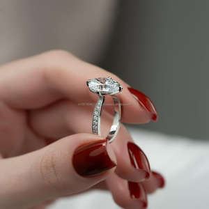 IGI/GIA Lab Grown Vintage 14K oro blanco Unisex boda/anillo de compromiso corte diamante aniversario fiesta regalo pera corte ovalado diamante - Product Image 4