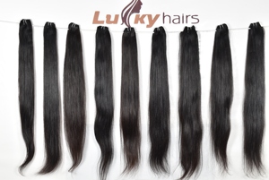 Extensions de cheveux humains 100% naturels, vierges, lisses, noirs naturels, double trame, cuticules alignées, non traités, Remy - Product Image 5