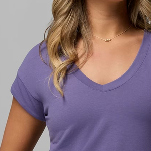 Women's Style V Neck T-Shirt Plus Size Loose Crop Top with Embroidery Summer Street Fashion - Product Image 3