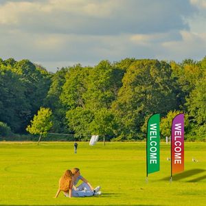 2-Piece Advertising Flagpole Stand with Open Feather Flags Outdoor Business Use Promotional Flags & <b>Banners</b> Kit - Product Image 4