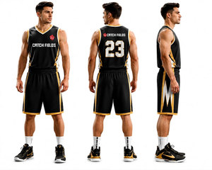 Ensemble de maillot et short de basket-ball unisexe personnalisé, impression par sublimation, uniforme respirant, 100% polyester, durable, antidérapant, respectueux de l'environnement - Product Image 1