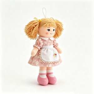 customized Mini hanging rag <b>doll</b>, blonde pigtail cloth <b>doll</b>, plush girl <b>doll</b> ornament, floral dress fabric <b>doll</b> - Product Image 2