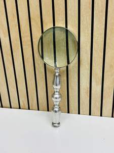 Loupe à main de 4 pouces avec poignée en aluminium artisanale et cadre en nickel avec lentille en verre optique |   Loupe de lecture et d'inspection vintage - Product Image 4