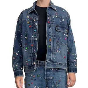 Chaqueta Vaquera de Hombre, Estilo Urbano, con Diamantes Brillantes, Tela de Alta Densidad, Calidad Profesional, con Pedrería - Product Image 1