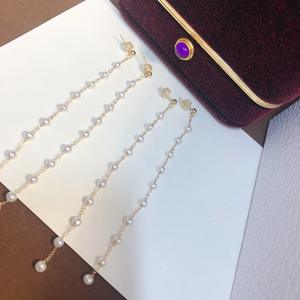 High Quality Freshwater Baby Pearl Dangle Earrings Long Earline Fine Jewelry for Wholesale Retail for Mother's <b>Friend</b> <b>Gifts</b> - Product Image 3