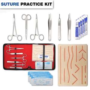 Complete Surgical <b>Suture</b> Practice <b>Kit</b> Stainless Steel Scissors Forceps Minor Surgery Training Curved <b>Suture</b> Pad Shuja Surgico - Product Image 2