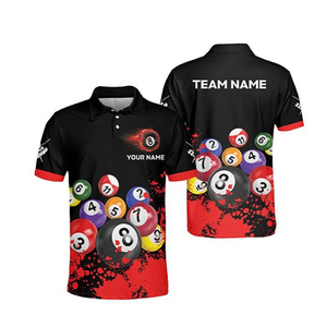 Camisetas de billar y snooker sublimadas con diseño personalizado para hombre, polos personalizados para hombre, jerseys de billar al por mayor. - Product Image 4