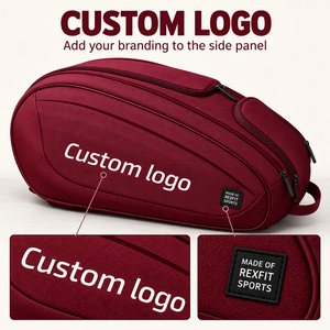 Sac de raquette imperméable en maille marron avec fermeture éclair, logo personnalisé REXFIT Sports, pour tennis et squash (taille personnalisée) - Product Image 5