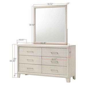 Comò Contemporaneo a Sei Cassetti, 1 Pezzo, Mobiletto Laterale in Legno Bianco/Beige, Arredamento Moderno - Product Image 5