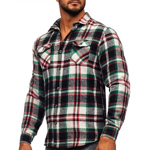 Chemise en flanelle à carreaux respirante 100 % coton pour homme, coupe oversize, manches longues, double poche, toucher doux, formelle, printemps - Product Image 2