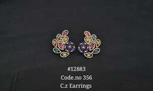 Pendientes de Aro con Circonita Cúbica Colorida en Forma de Flor, Aleación CaretTone, Joyería Geométrica para Bodas y Fiestas - Product Image 2