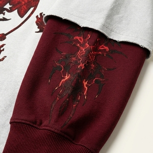 T-shirt à manches longues pour homme, col rond, double couche, imprimé, effet délavé, surdimensionné, logo personnalisé, style vintage old school, 100% coton, streetwear - Product Image 3