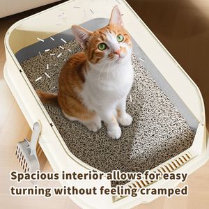 Lettiera per Gatti XL a Doppia Porta con Ampio Spazio Interno in Plastica e Legno per un'Ingresso Fluida e una Maggiore Comodità - Product Image 3