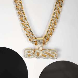 Gold Plated <b>Iced</b> <b>Out</b> Letter Pendant Necklace Moissanite Charm <b>Chain</b> Jewelry for Party Wedding Gift - Product Image 2