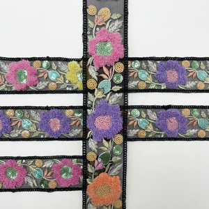 Bordure en dentelle brodée pour sari, lehenga, robe, chemisier, vêtements de mode, décoration artisanale, vente en gros - Product Image 1