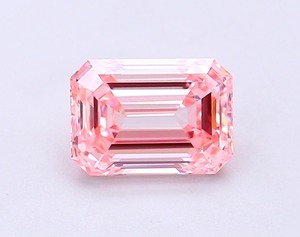 Diamant rose vif fantaisie de 1,33 carat, taille émeraude, cultivé en laboratoire CVD, clarté SI1, polissage excellent, pierre non montée pour la fabrication de bijoux - Product Image 1