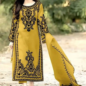 Conjunto de Top y Pantalón de Fiesta de Diseño Nuevo TENNECY con Dupatta, Bordado Intenso, Reversible y de Secado Rápido - Product Image 1