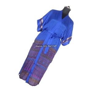 KL017 Kimono Vintage de Seda para Mujer, Hecho a Mano, Mangas Largas, Bolsillos, Cinturón, Cintura Baja, Verano, ODM - Product Image 1
