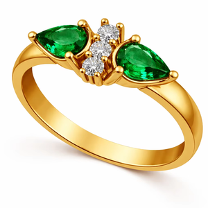 <b>Emerald</b> Color Cubic Zirconia 925 Sterling <b>Silver</b> Stackable Promise Engagement <b>Ring</b> - Product Image 1