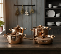 Ensemble de casseroles martelées écologiques en acier inoxydable de luxe avec couvercles en acier inoxydable pour la restauration à domicile – Vente en gros