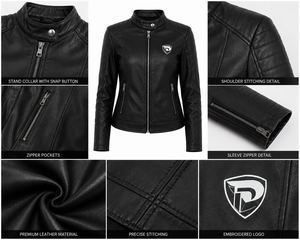 Top Selling Best Winter Woman Genuine Leather Jacket Canvas Stand Collar Customized Design Street wear Quick Dry Front <b>Zipper</b> - Product Image 2