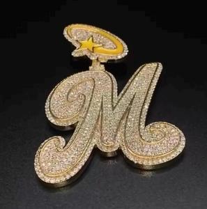 Colgante con Letra del Nombre en Plata Chapada en Oro con Moissanita, Estilo Hip Hop, Corte Brillante, Claridad VVS, Colgantes de Diamantes para Unisex, Superventas - Product Image 1