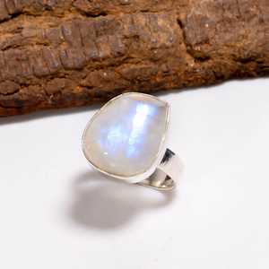 925 Sterling Silver Rainbow Moonstone Ring Gemstone Vintage Style Handmade Jewelry Gift For Women Girls - Product Image 6
