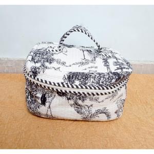 Modern Eco-Friendly Cotton Fabric Floral Print 3-Piece <b>Case</b> for Women Makeup Artists Zipper Closure Lightweight Fashion Style - Product Image 3