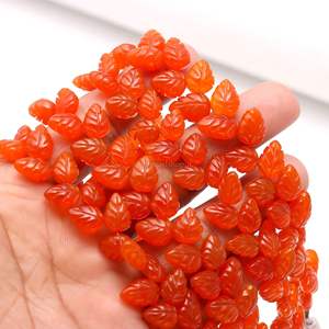 Cuentas de piedras preciosas de cornalina en forma de hoja, cuentas de piedras preciosas de cornalina natural talladas a mano de 10-11 mm para la fabricación de joyas y accesorios de bricolaje. - Product Image 1