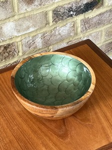 Tazón de Madera Esmaltada Hecho a Mano con Patrón de Escamas de Pescado, Tazón Decorativo para Servir en la Mesa del Comedor, Decoración del Hogar, Cocina y Restaurante - Product Image 5