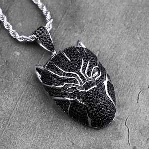 Pendentif Masque Panthère Noire, Micro-Pavé de Strass, en Alliage, Style Hip-Hop, Bijoux pour Hommes - Product Image 3