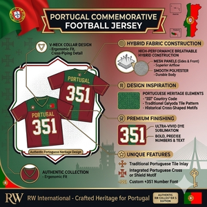Camiseta de Fútbol de Portugal para Hombre, Manga Corta, Sublimada, de Malla Transpirable, con Cuello en V, Estilo Americano, para Adultos - Product Image 6