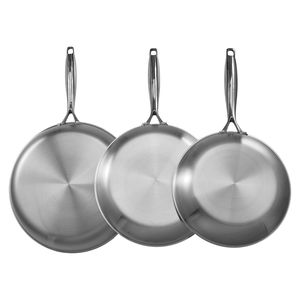 Set di Padelle ChefFT in Acciaio Inox Tri-Ply con Fondo in Rame, 3 Pezzi (8, 10, 12 Pollici), Manico Resistente al Calore, Capacità 4L - Product Image 1