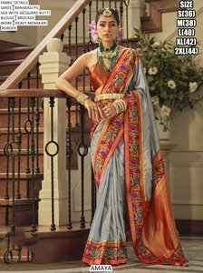 Sari de mariage Zariya en soie Banarasi blanche brodée, anti-transpiration et infroissable - Product Image 6