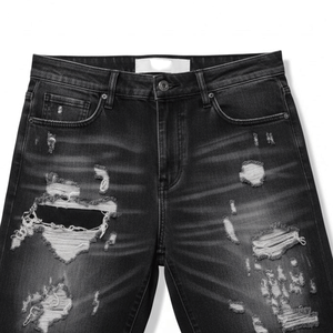 Custom Print Heavyweight Denim Jorts Shorts for <b>Men</b> Distressed Baggy Vintage Look Double Waist Mid Breathable Crystal Logo <b>Jeans</b> - Product Image 3