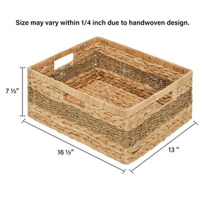 Panier en osier Jumbo tissé à la main Jacinthe d'eau naturelle et jonc de mer Organisateur de stockage avec poignées - Product Image 4