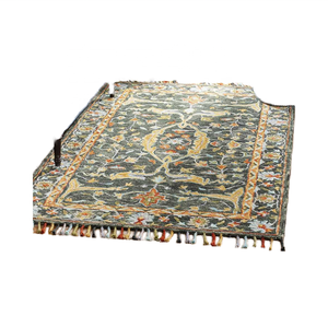 Modern Floral Design Hand-Tufted Wool Eco-Friendly Cushioned Area <b>Rug</b> Green Orange Ivory Fringe Abstract Living Room Bedroom - Product Image 1